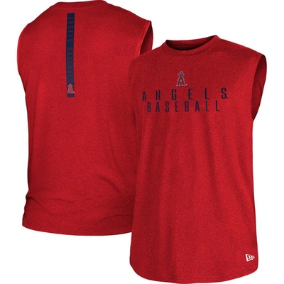 New Era Red Los Angeles Angels Team Muscle Tank Top