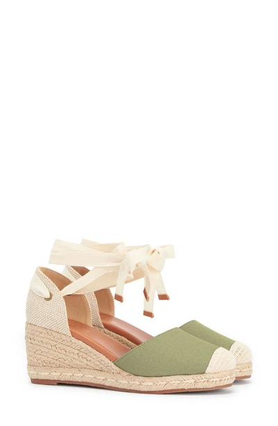 Barbour Candice Ankle Tie Espadrille Wedge In Olive