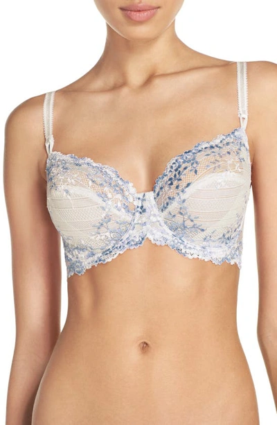 Wacoal Embrace Lace Underwire Bra In Pastel Parchment/ Blue Multi