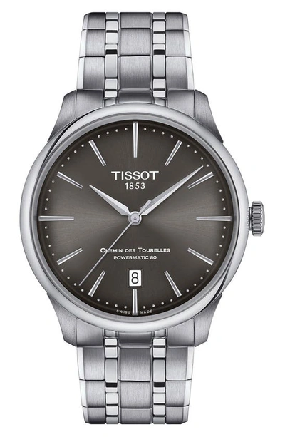 Tissot Chemin Des Tourelles Powermatic 80 Bracelet Watch, 39mm In Gray/silver