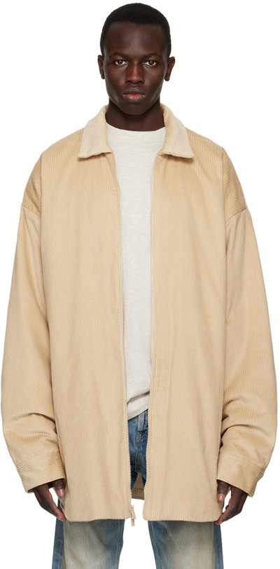 Essentials Beige Shirttail Jacket In Brown