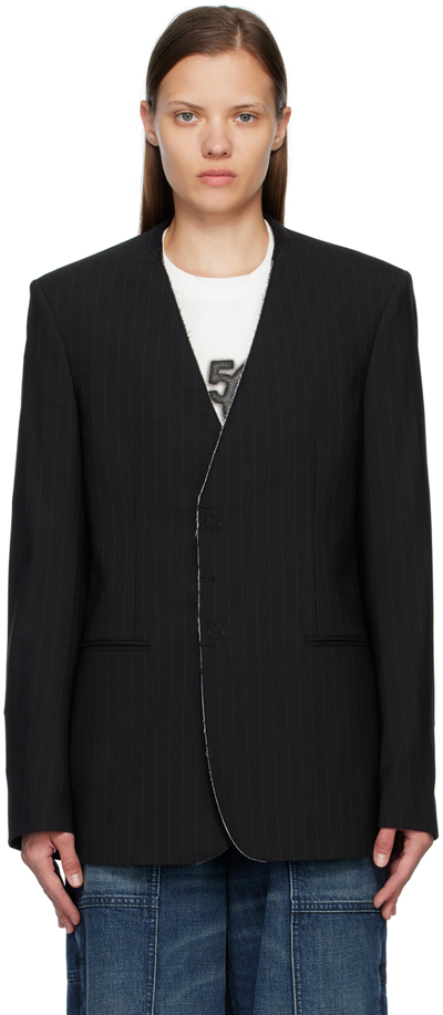 Mm6 Maison Margiela Pinstripe Single-breasted Blazer In 003f Black