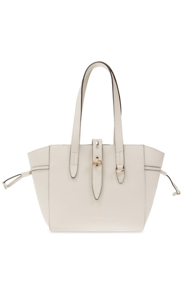 Furla Net Leather Shopper Tote In White