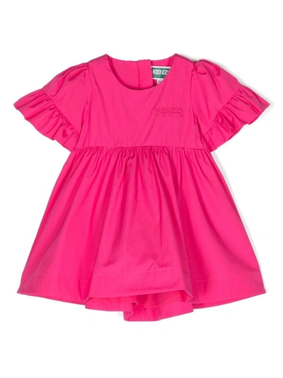 Kenzo Babies' Cotton Short-sleeve Dress In Rasberry