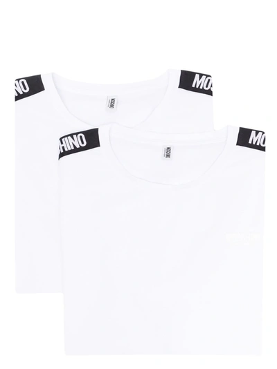 Moschino Two-pack Logo-patch T-shirts In White
