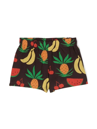 Mini Rodini Kids' Fruit-print Mini Shorts In Brown