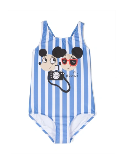 Mini Rodini Kids' Cartoon-print Swimsuit In Blue