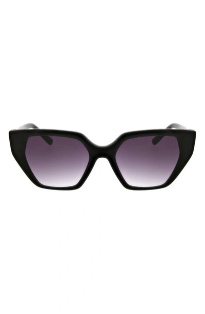 Oscar De La Renta 51mm Square Cat Eye Sunglasses In Black