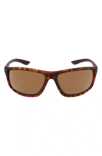 Nike Adrenaline 66mm Rectangular Sunglasses In Matte Tortoise/ Brown