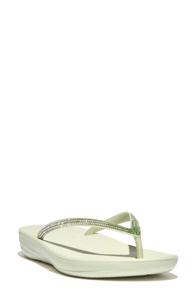 Fitflop Iqushion Ombré Sparkle Flip Flop In Minty Green