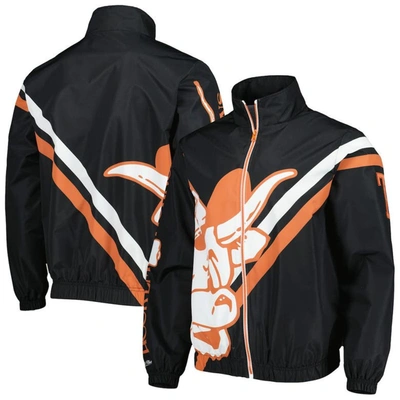 Mitchell & Ness Men's  Black Texas Longhorns Exploded Logo Warm Up Full-zip Jacket