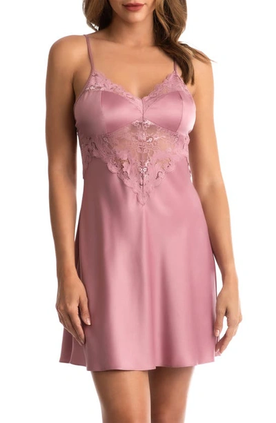 In Bloom By Jonquil Bailey Lace Trim Satin Chemise In Lilas Rose