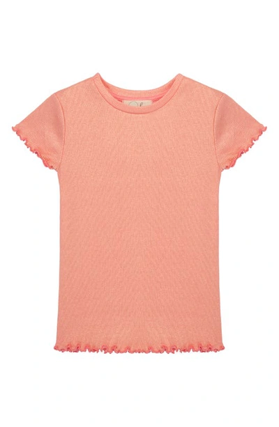 Peek Aren't You Curious Kids' Lara Metallic Stretch Cotton Top In Light Peach