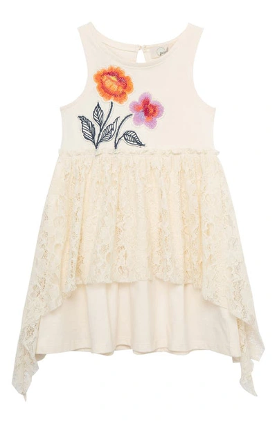 Peek Aren't You Curious Kids' Spring Roses Appliqué Dress In Off-white