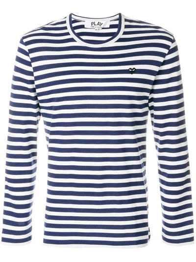 Comme Des Garçons Play Striped T-shirt In Blue
