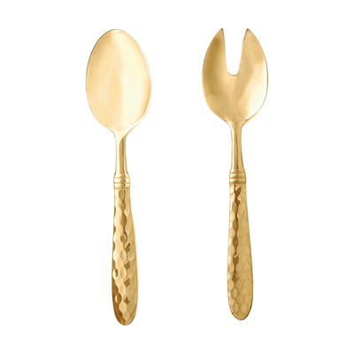 Vietri Martellato Salad Server Set In Gold