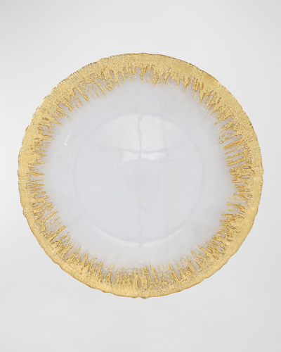 Vietri Rufolo Glass Gold Brushstroke Service Plate, Charger 13"