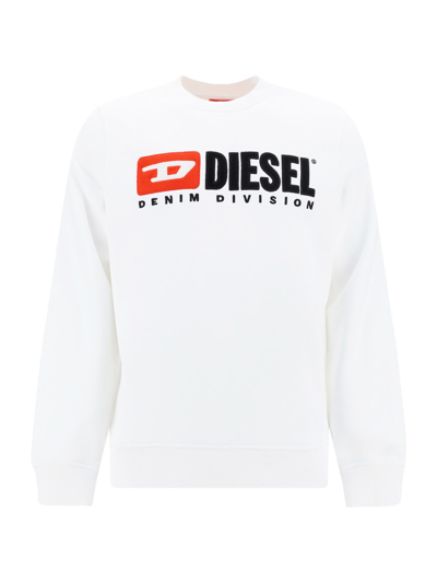 Diesel Destroyed Logo Sweatshirt In White