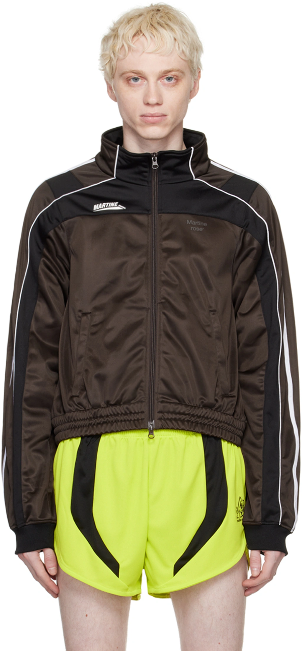 Martine Rose Shrunken Track Jacket In Brown | ModeSens Martine Rose Shrunken Track Jacket In Brown | ModeSens