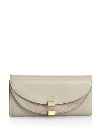 Chloé Long Flap Continental Wallet In Pastel Grey