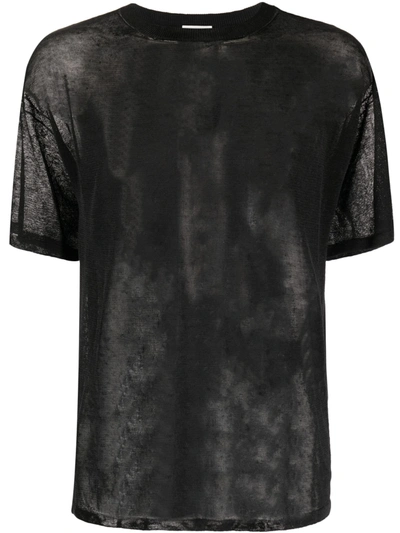 Saint Laurent Mesh Short-sleeve T-shirt In Black