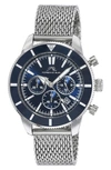 Porsamo Bleu Brandon Mesh Strap Chronograph, 44mm In Silver-blue