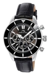 Porsamo Bleu Brandon Leather Strap Chronograph, 44mm In Black