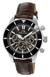 Porsamo Bleu Brandon Leather Strap Chronograph, 44mm In Black-cognac