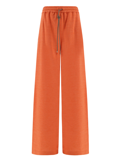 Max Mara Eolie Cotton And Linen Jersey Pants In Pesca