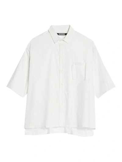 Jacquemus White Shirt With Grosgrain Logo La Chemise Cabri