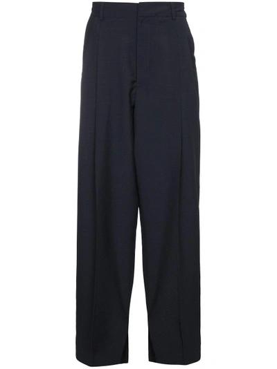 Edward Crutchley Pleated Mohair Trousers In Blue