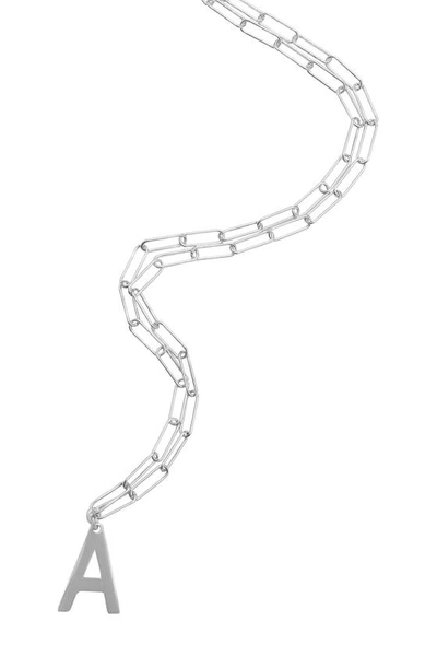 Adornia Initial Pendant Paperclip Necklace In Silver - A
