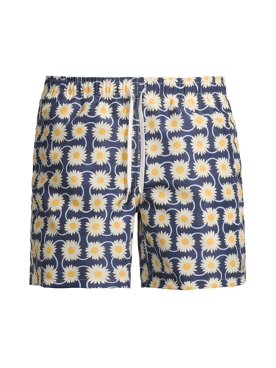 Bather Men's Navy Radial Flower Swim Trunks