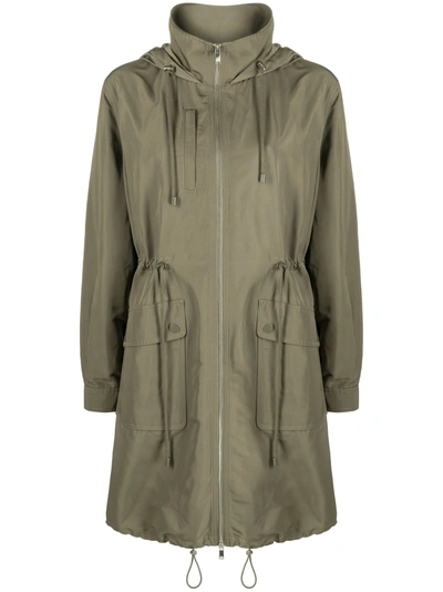 Claudie Pierlot Womens Verts Gadget Logo-patch Removable-hood Woven Parka