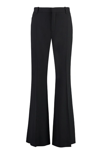 Chloé Wool-canvas Flared Trousers In Black