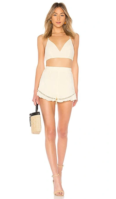 By The Way. Tabitha Ruffle Short Set In Yellow. In Cream