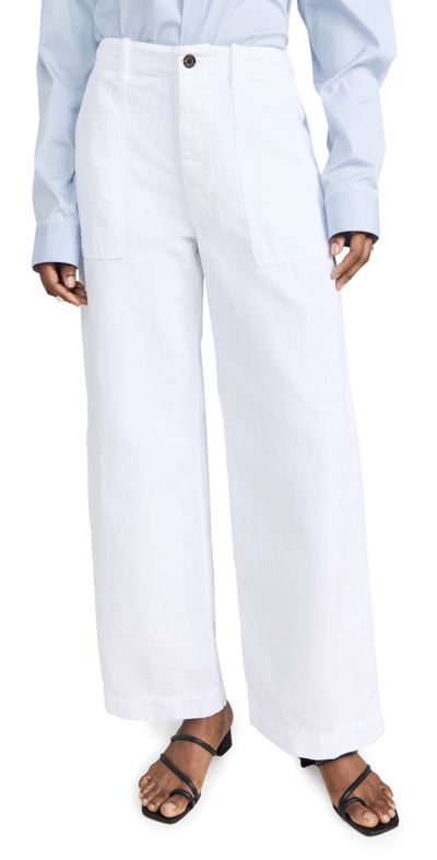 Nili Lotan Leon Wide Leg Cotton & Linen Pants In White