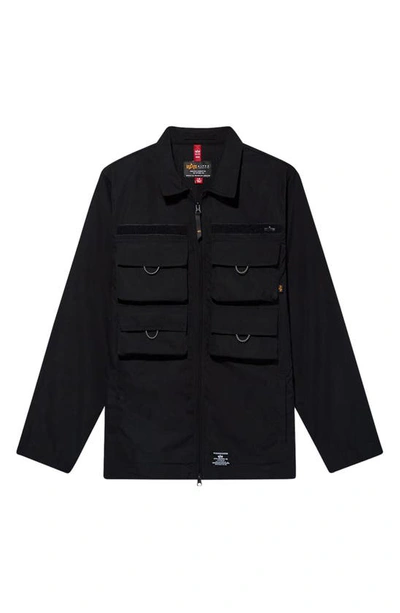 Alpha Industries Cargo Pocket Shirt Jacket In Black