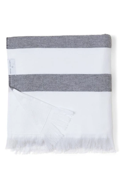 Barefoot Dreams Multistripe Oversized Towel In White Multi