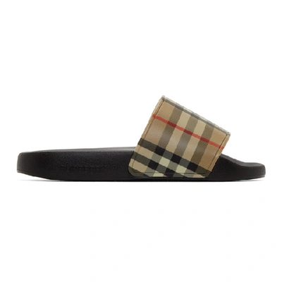 Burberry Neutral Vintage Check Slides In Brown