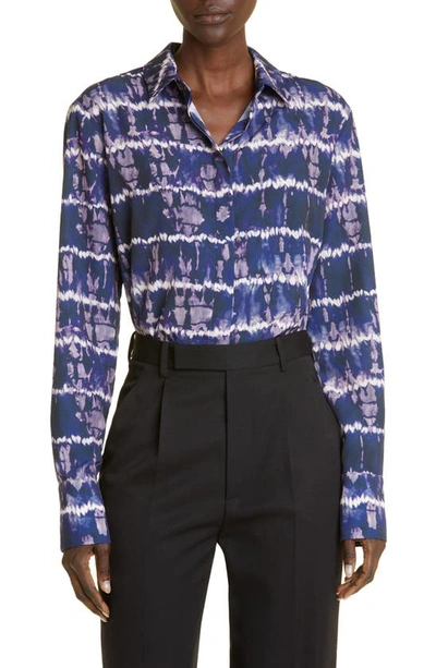 Altuzarra Chika Tie-dye Button-front Blouse In Berry Blue