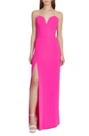 Amanda Uprichard Women's Cherri Crepe Plunging Sweetheart Gown In Hot Pink