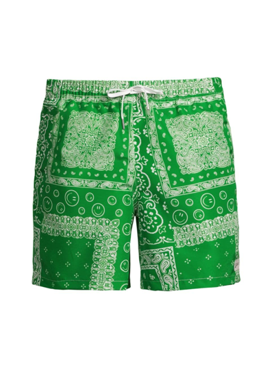Bather Straight-leg Mid-length Bandana-print Recycled Swim Shorts In Palm