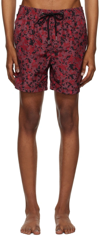 Ksubi Men's Digi Drawstring Board Shorts In Red Black