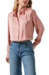 Astr Satin Button-up Shirt In Blush