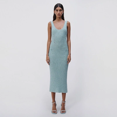 Jonathan Simkhai Monika Crystal Knit Midi Dress In Seafoam