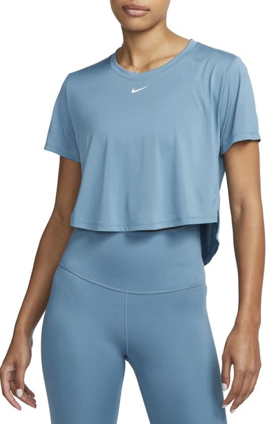 Nike Dri-fit One Crop T-shirt In Noise Aqua/ White