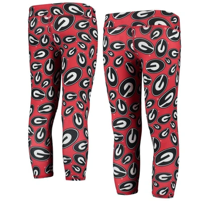 Zoozatz Kids' Girls Youth  Red/black Georgia Bulldogs Stacked Mascot Leggings In Red,black