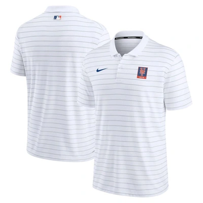 Nike White New York Mets Authentic Collection Striped Performance Pique Polo