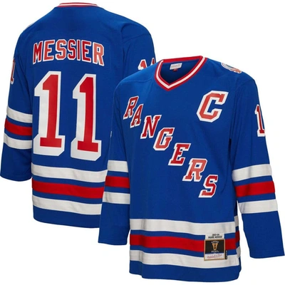 Mitchell & Ness Mark Messier Blue New York Rangers Captain Patch 1993/94 Blue Line Player Jersey In Black/black
